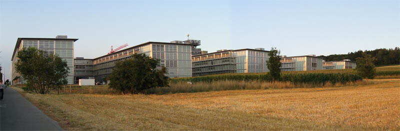 A panorama of the five gigantic, new chemistry buildings