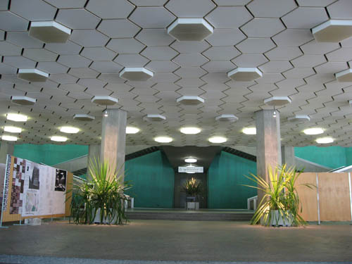 The lobby of the Physics Lecture Building inspires awe.